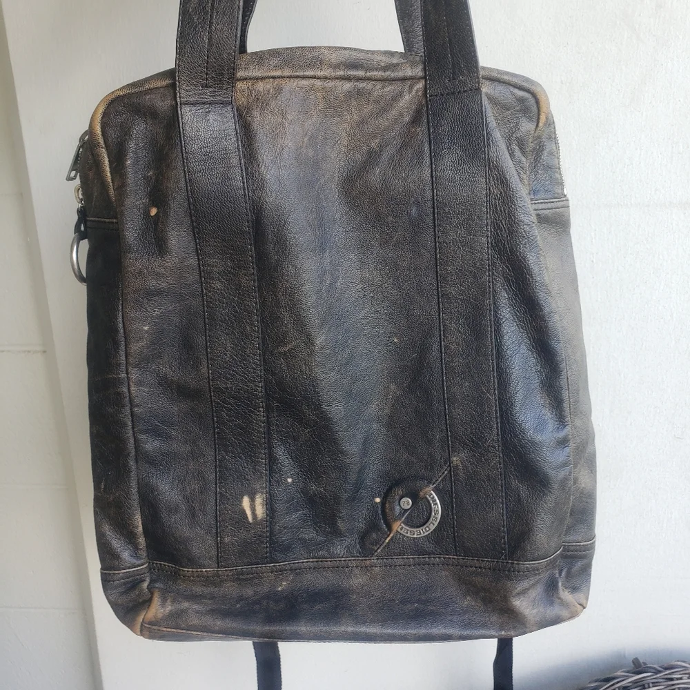 Diesel distressed 2way north south zavia messenger tote laptop bag Backpack